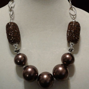 Silver & Bronze Big Beads Necklace